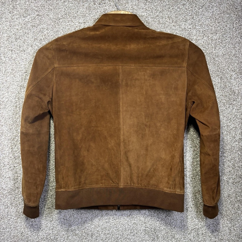 Theory Jacket Mens Large Brown Suede Bomber Full Zip Lined Pockets Casual - Picture 6 of 6